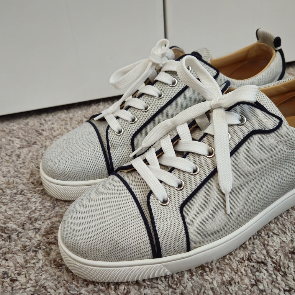Christian Louboutin Gray and White Sneakers with Sophisticated Design